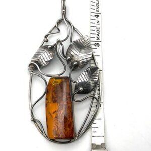 Sterling Silver & Amber Pendant